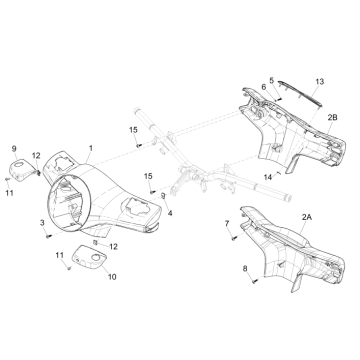 Stuurkappen Vespa GTS 250 ie 2005-2016 (zonder ABS) zwart competition 98/A