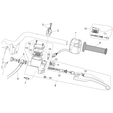 Remcilinder - Stuurschakelaars links Aprilia SR 50 LC (injectie en carburateur) 2004-2009