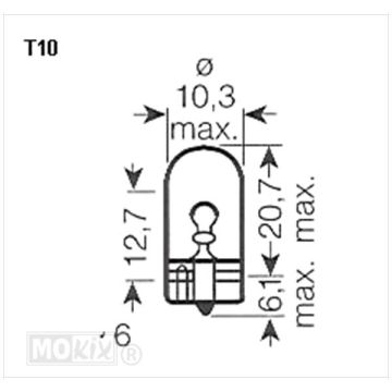 Lamp W2W T10 12V 2W
