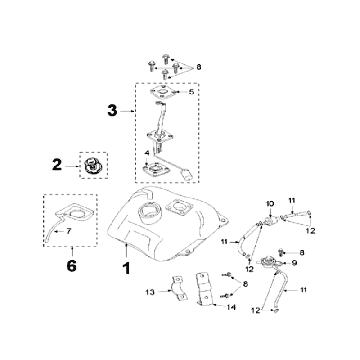 Benzinetank - Benzinepomp Peugeot V-Clic 50 4-takt AC Zwart