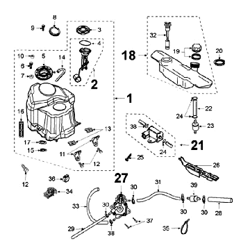 Benzinetank - Benzinepomp Peugeot Jet Force 50 2-takt LC Injectie Rood