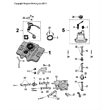 Benzinetank - Benzinepomp Peugeot Speedfight 4 50 2-takt LC zwart rood