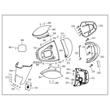 Motorschermen - Helmbak - Achterdrager China Zip zwart