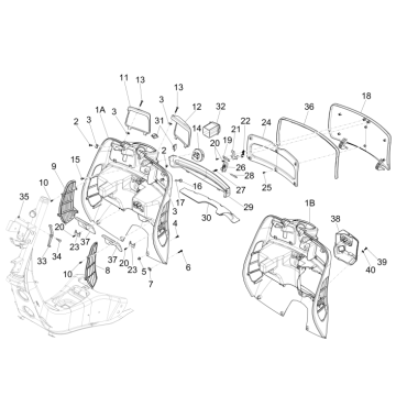 Beenschild Vespa GTS 300 ie 2008-2016 (met en zonder ABS) matgrijs 742/B
