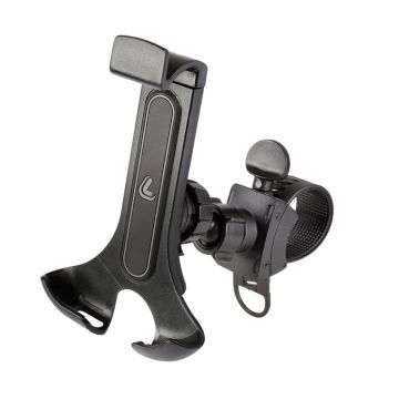 Telefoonhouder/smartphonehouder scoter-bromfiets compleet met veiligheidskoord en klem op stuur (15-40mm) lampa
