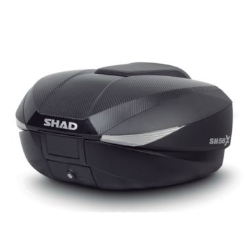 Topkoffer verstelbaar in 3 standen 46-52-58 liter zwart/carbon SH58X SHAD (2 helmen)met slede
