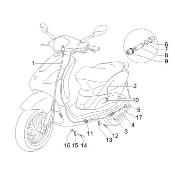 Kilometertellerkabel - Achterremkabel Piaggio Fly 50 2-takt AC