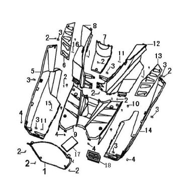 Treeplank - Onderspoiler Generic Xor 50 2-takt 2009 zwart