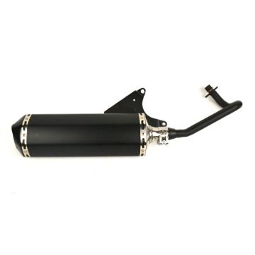 Uitlaat (model Akrapovic)ovaal Piaggio/Vespa 50cc 4-takt 2V Euro 2 ←2017 Primavera/Sprint/LX/LXV/S/ET4/Liberty zwart Jamarcol