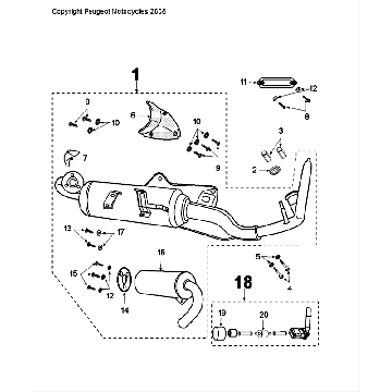Uitlaat Peugeot Speedfight 4 50 2-takt LC wit