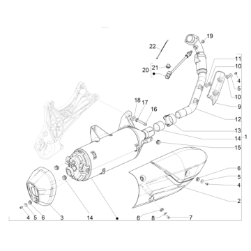 Uitlaat Piaggio Beverly 300 HPE 4V ABS Euro 5 2021-2022