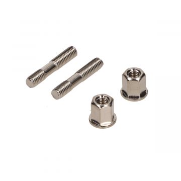 Uitlaattapeind set 2 bouten(M6x32mm) en 2 lange moeren(M6 hoogte 12mm) RVS-chroom SP