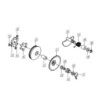 Variateur - Kickstarteras Kymco Yup 50 2-takt AC blauw-zilver