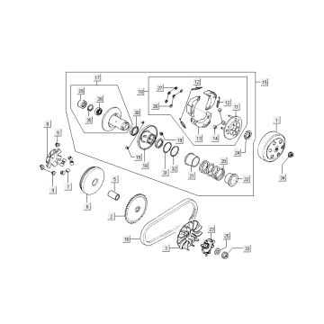 Variateur - V-snaar - Koppeling Kymco Sento 50 4-takt Spring Wit