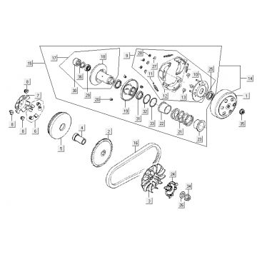 Variateur - V-snaar - Koppeling Kymco Agility 12' 4-takt zwart