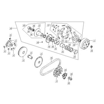 Variateur - V-snaar - Koppeling Kymco Carry 50i 4-takt Euro 4 glans zwart