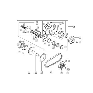 Variateur - V-snaar - Koppeling Kymco People S 50 4-takt Elegance bruin