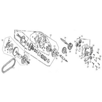 Variateur - V-snaar - Koppeling - Vertanding AGM Retro 125