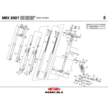 Voorvork - Balhoofdstel - Schokbreker Rieju MRX P-up zwart 2008 2-takt