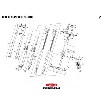 Voorvork - Balhoofdstel - Schokbreker Rieju Spike-x blauw 2009 2-takt