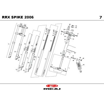 Voorvork - Balhoofdstel - Schokbreker Rieju Spike-x rood 2008 2-takt