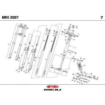 Voorvork - Balhoofdstel - Schokbreker Rieju MRX P-up rood 2008 2-takt