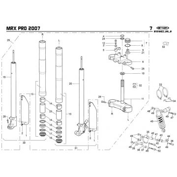 Voorvork - Balhoofdstel - Schokbreker Rieju MRX pro zwart-SRS 2008 2-takt
