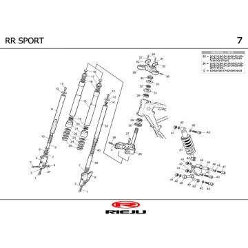 Voorvork - Balhoofdstel - Schokbreker Rieju RR blauw 2002 2-takt