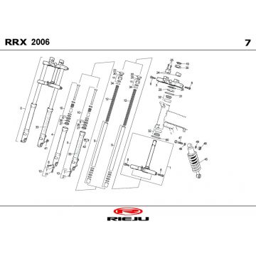 Voorvork - Balhoofdstel - Schokbreker Rieju RRX oranje 2008 2-takt