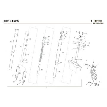 Voorvork - Balhoofdstel - Schokbreker Rieju Rs2 Naked zwart 2009 2-takt