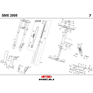 Voorvork - Balhoofdstel - Schokbreker Rieju SMX blauw 2004 2-takt