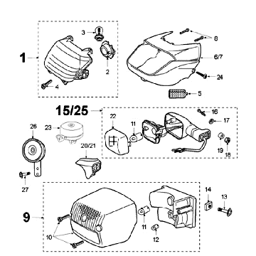 Koplamp - Achterlicht - Knipperlichten Peugeot Fox Deluxe Zwart