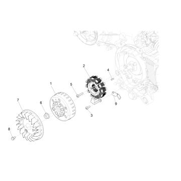 Ontsteking - Stator - Vliegwiel Piaggo Zip 50 4-takt IGET 3V Euro 4