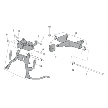 Middenstandaard - Motorophanging Aprilia SR 50 LC (injectie en carburateur) 2004-2009