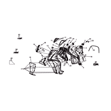 Voetplaat/ framebekleding Sym Symphony ST 200I Black/ Silver (BK-001C/S-882U)