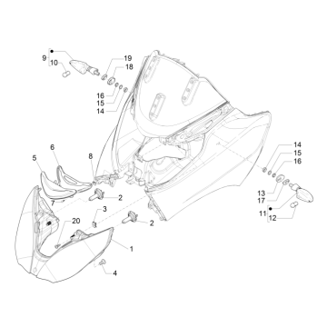 Koplamp - Knipperlichten voorzijde Piaggio MP3 500 LT Business 2014-2016