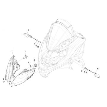 Koplamp - Knipperlichten voorzijde Piaggio MP3 300 HPE / 300 HPE Sport ABS Euro 5 2020-2022