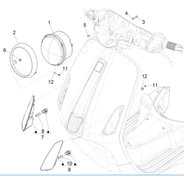 Koplamp - Knipperlichten voorzijde Vespa Elettrica 2021-2023 45km/u