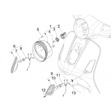 Koplamp - Knipperlichten voorzijde Vespa GTS 300 (met en zonder ABS)