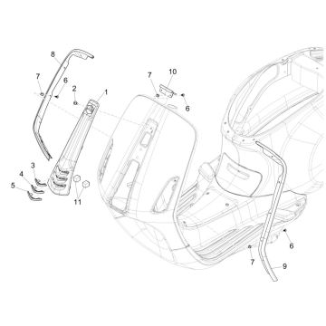 Afdekplaat voorkap Vespa Primavera 125 4-takt 3V ie ABS