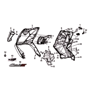 Voorplaat / binnenplaat / knipperlichten Sym Orbit III 125I E4 BLUE (BU-300S)