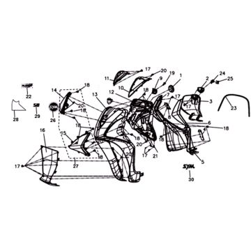 Voorkap - Beenschild - Knipperlichten voorzijde Sym Symphony ST Euro 4 Blue