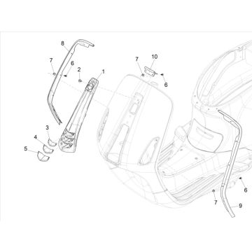 Afdekplaat voorkap - Beenschild sierlijst Vespa Elettrica 25km/u 2021-2023