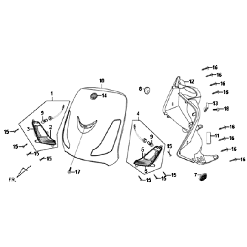 Voorkap - Beenschild - Knipperlichten voorzijde Sym Fiddle II (WH006) white Voorkap - Beenschild - Knipperlichten voorzijde Sym Fiddle II (WH006) white