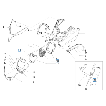 Voorkap Piaggio MP3 350 Maxi Sport ABS Euro 4 2018-2020