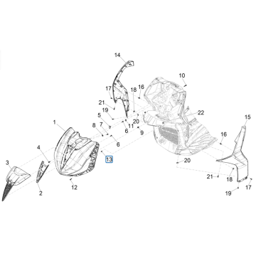 Voorkap Piaggio Beverly 300 HPE 4V ABS Euro 5 2021-2022