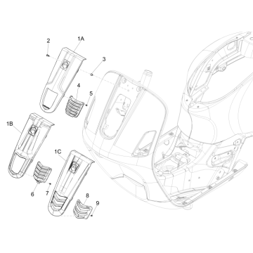 Afdekplaat voorkap Vespa GTS 300 ie 2008-2016 (met en zonder ABS) titanium grijs 707/C