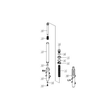 Voorvork onderdelen Kymco New Dink 4-takt zwart metallic