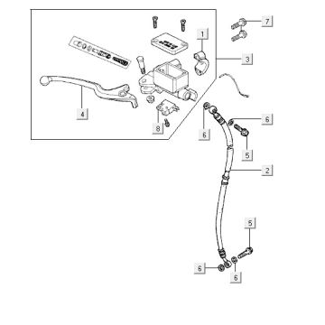 Remcilinder - Remhevel - Remleiding Kymco Agility 12" 125 blauw