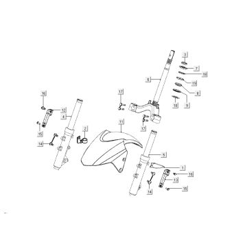 Voorvork - Balhoofdstel - Voorspatbord  Kymco New Dink 4-takt wit